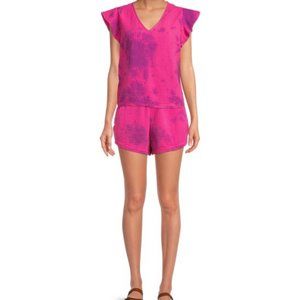 Time & Tru Womens Pink Tie Dye Top & Shorts Set NWT choose your size